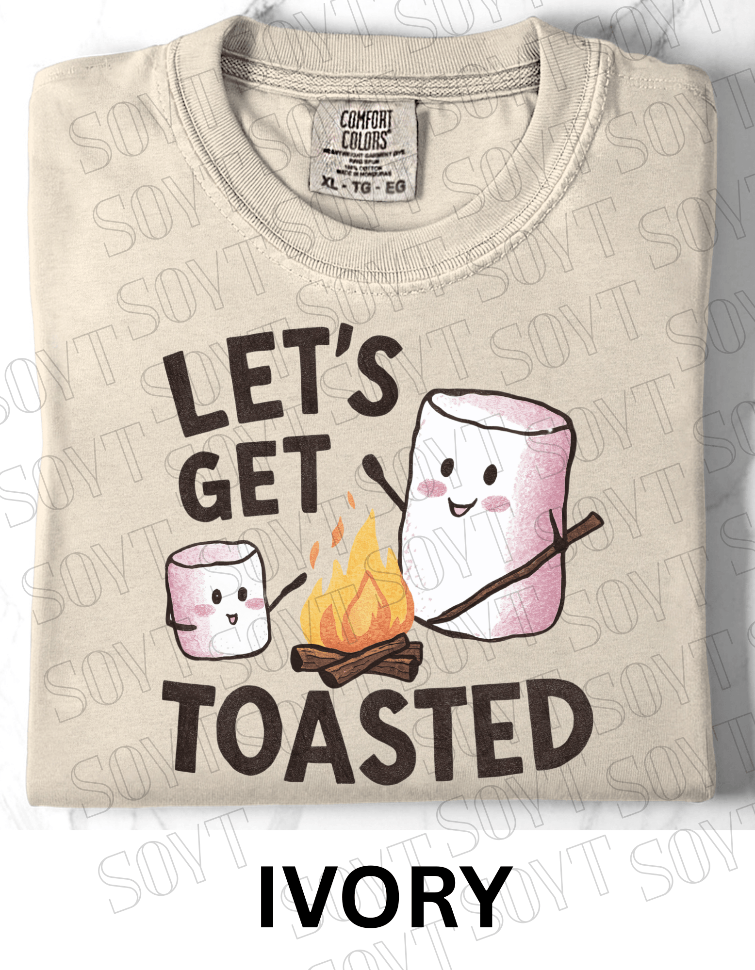 Let’s Get Toasted T-Shirt – Funny Marshmallow Campfire Graphic Tee - Festive Apparel StoreIvory