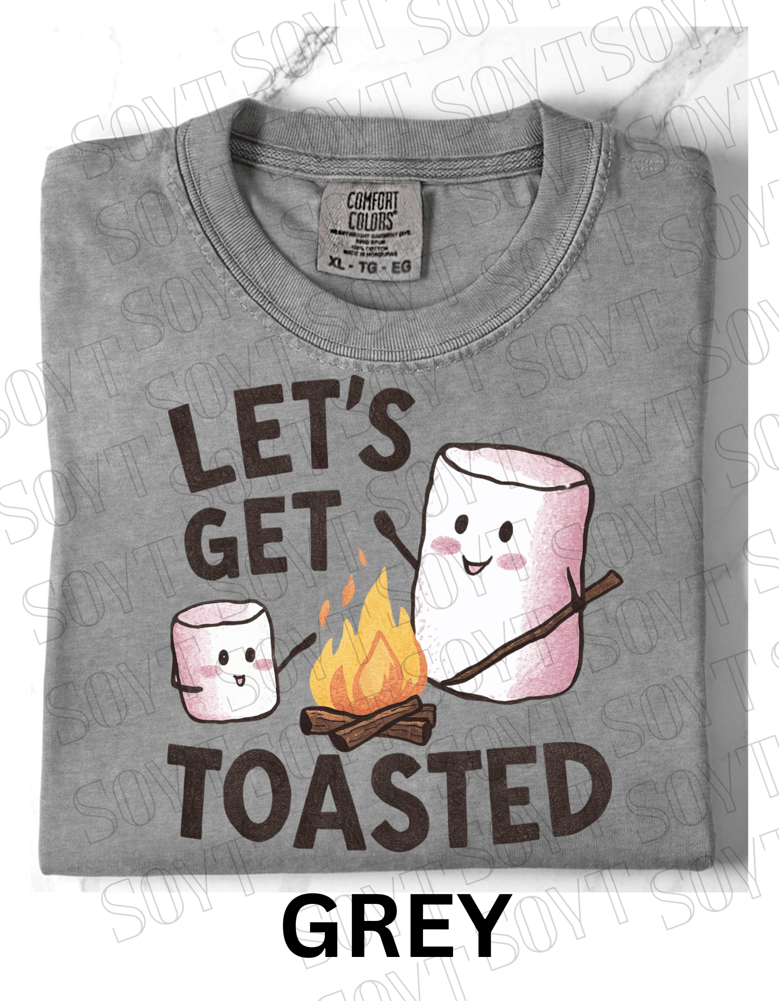Let’s Get Toasted T-Shirt – Funny Marshmallow Campfire Graphic Tee - Festive Apparel StoreGrey