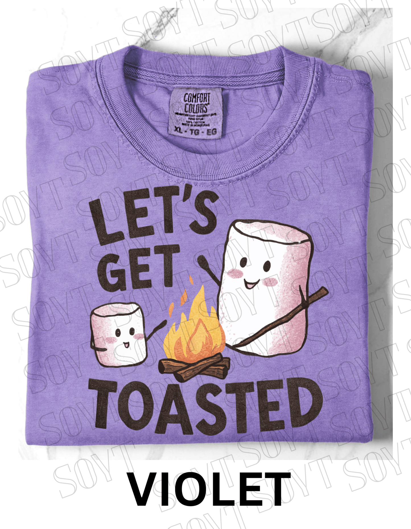 Let’s Get Toasted T-Shirt – Funny Marshmallow Campfire Graphic Tee - Festive Apparel StoreViolet