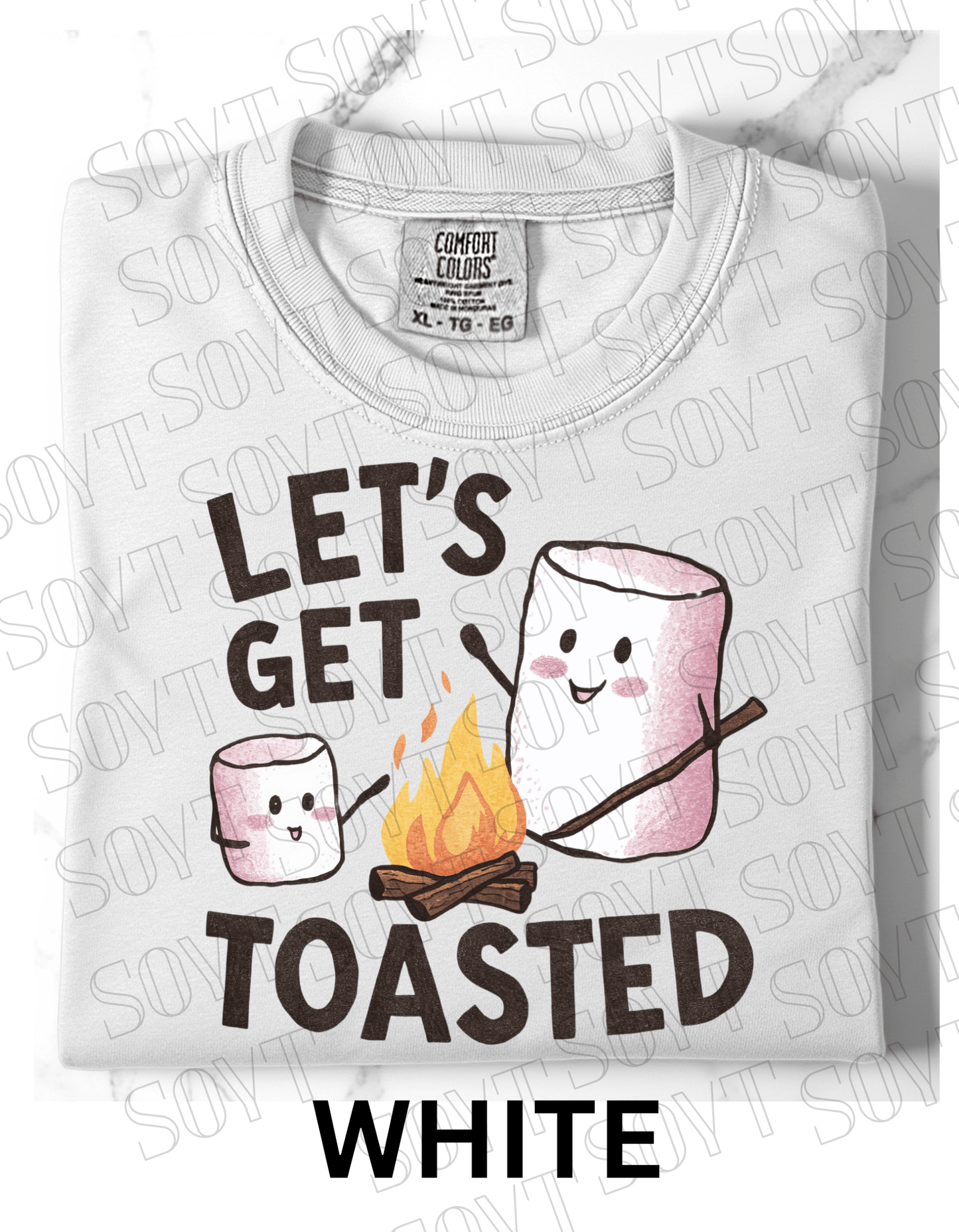 Let’s Get Toasted T-Shirt – Funny Marshmallow Campfire Graphic Tee - Festive Apparel StoreWhite