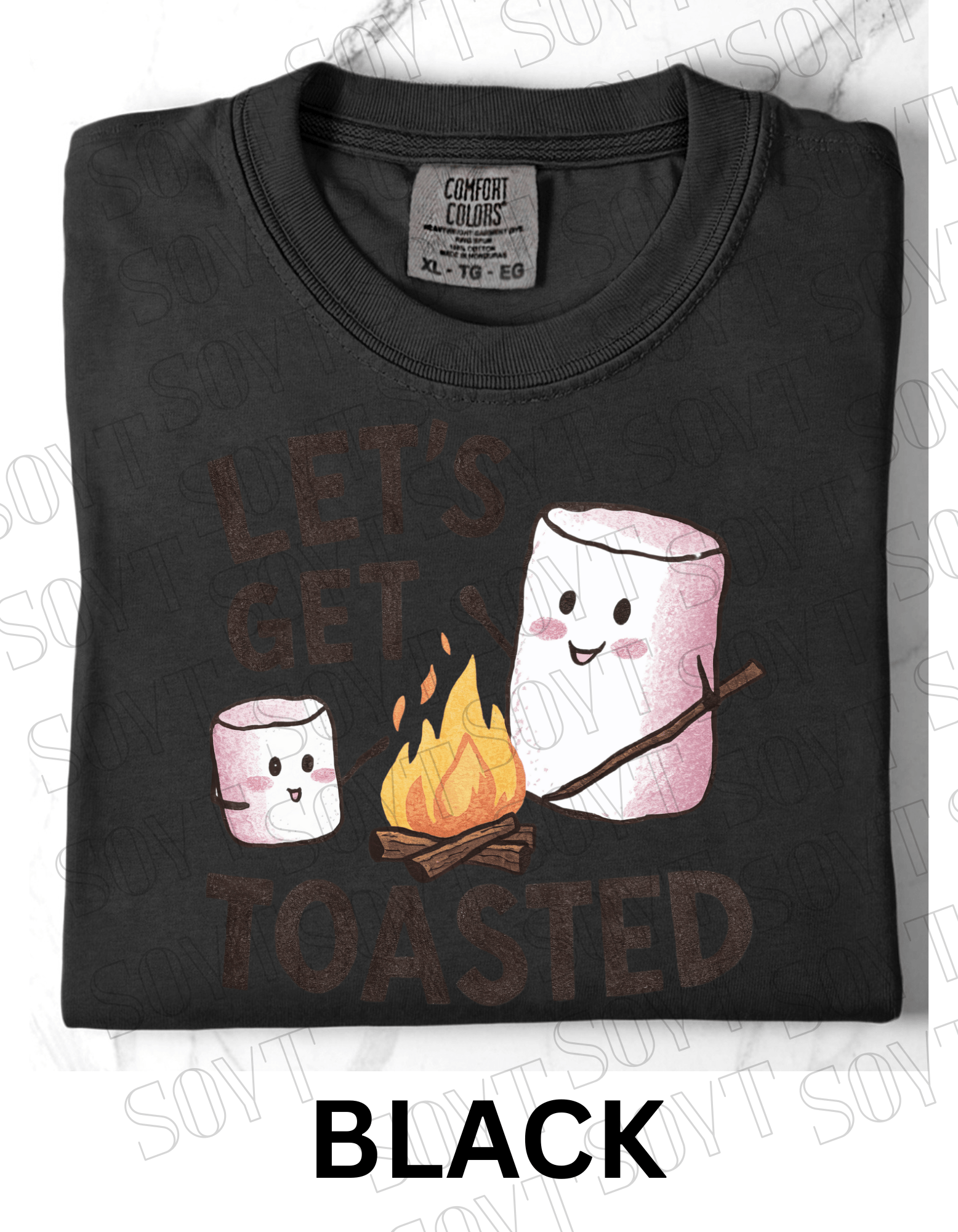 Let’s Get Toasted T-Shirt – Funny Marshmallow Campfire Graphic Tee - Festive Apparel StoreBlack