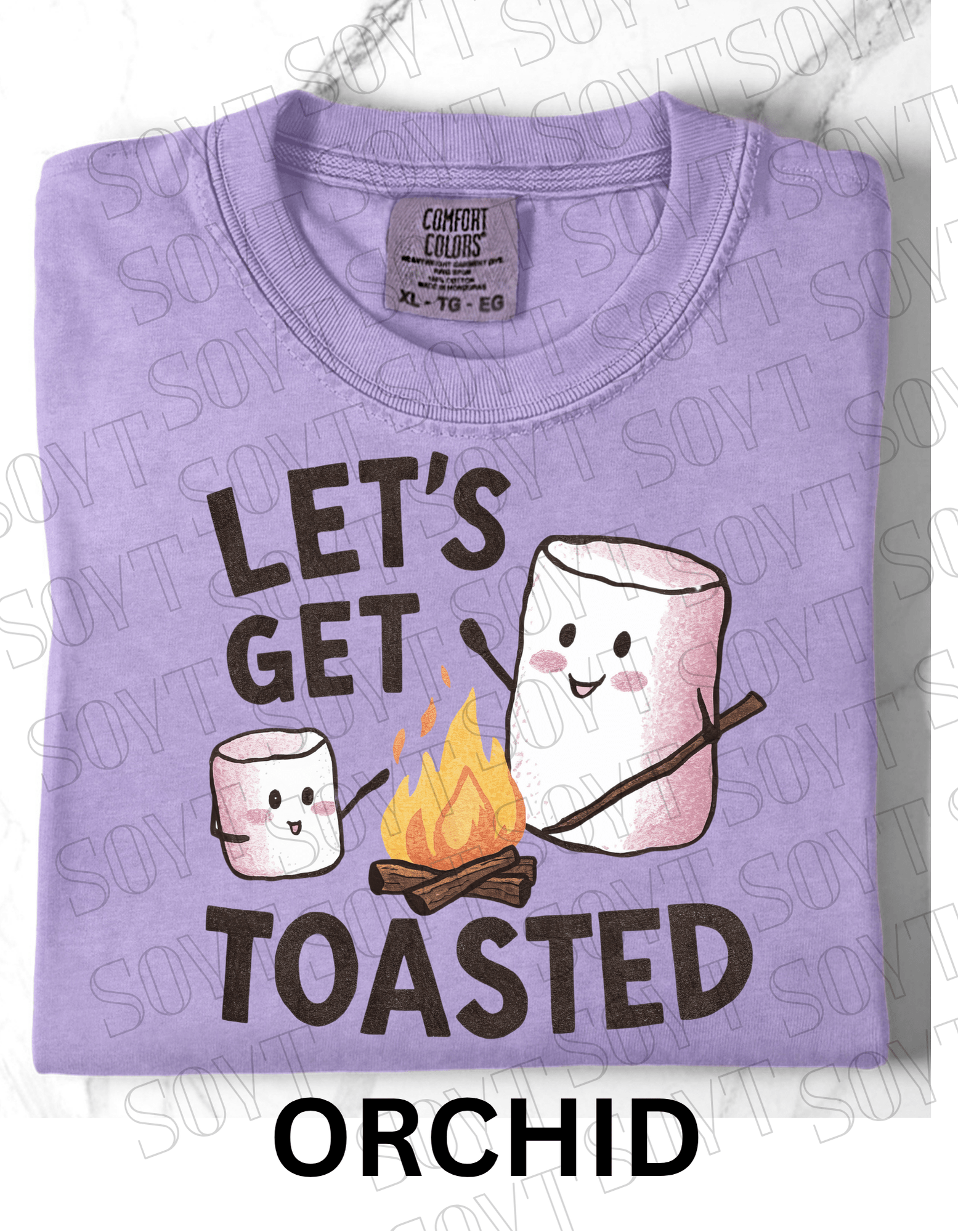 Let’s Get Toasted T-Shirt – Funny Marshmallow Campfire Graphic Tee - Festive Apparel StoreOrchid