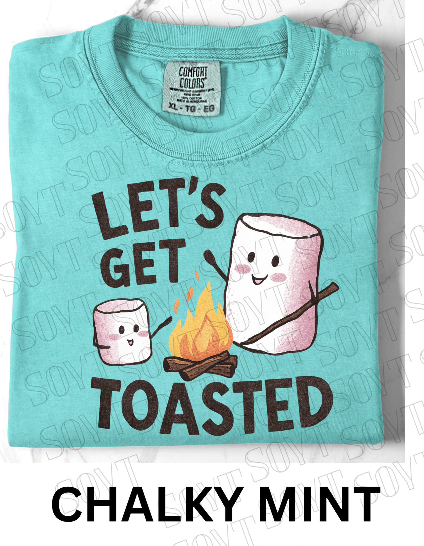 Let’s Get Toasted T-Shirt – Funny Marshmallow Campfire Graphic Tee - Festive Apparel StoreChalky Mint