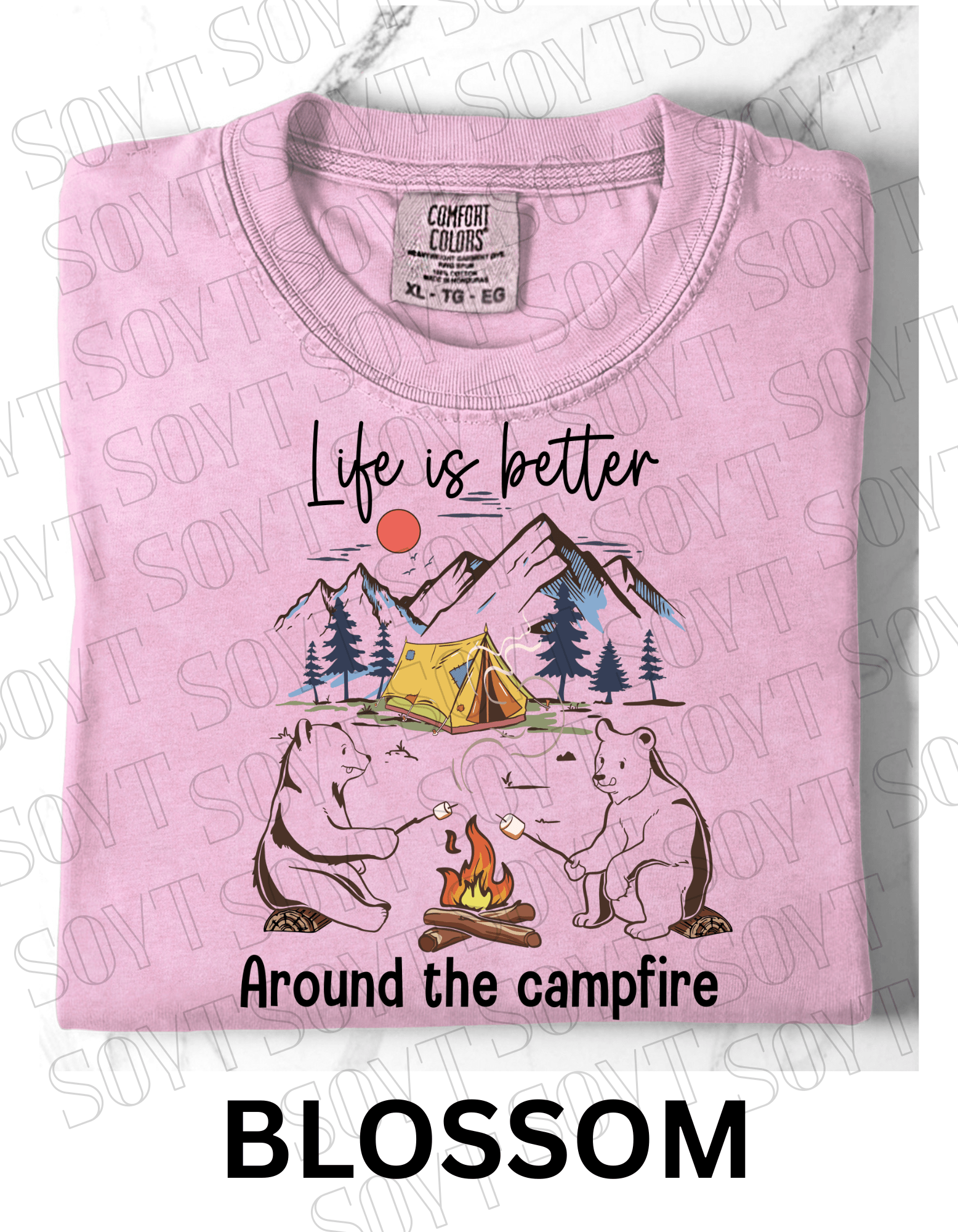 Life Is Better Around the Campfire T-Shirt – Cozy Bear Camping Graphic Tee - Festive Apparel StoreBlossom