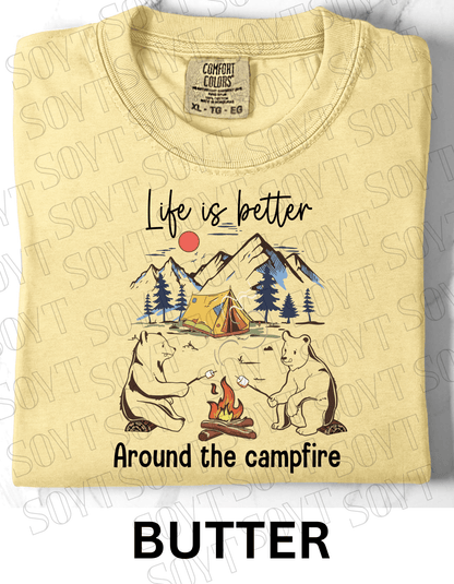 Life Is Better Around the Campfire T-Shirt – Cozy Bear Camping Graphic Tee - Festive Apparel StoreButter
