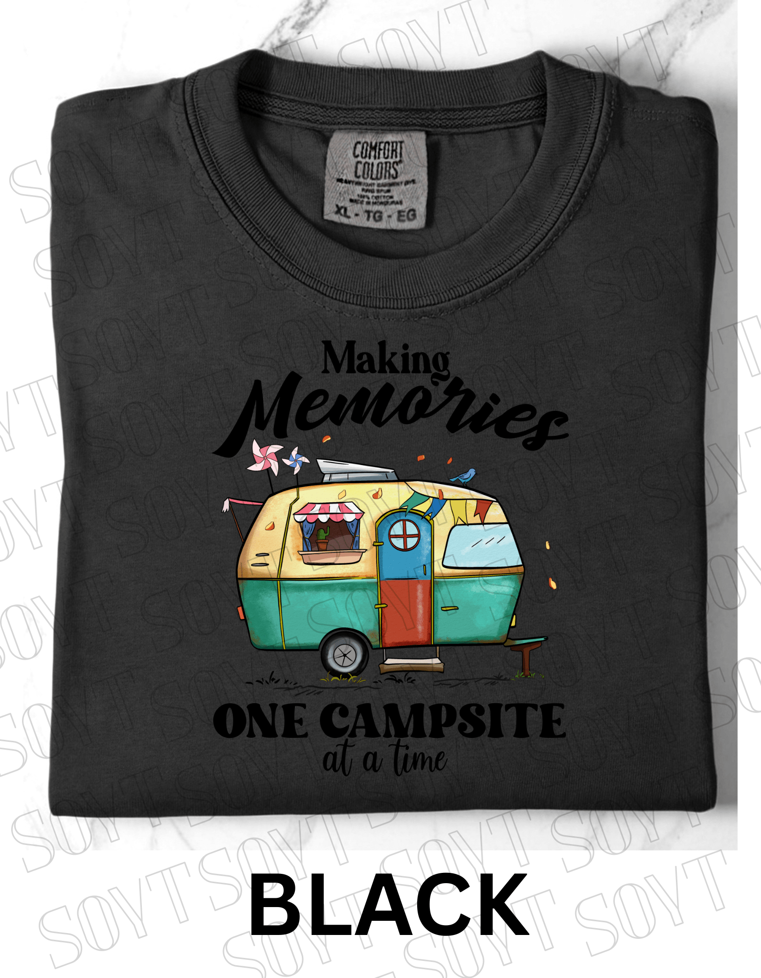 Making Memories One Campsite at a Time T-Shirt – Retro Camper Graphic Tee - Festive Apparel StoreBlack