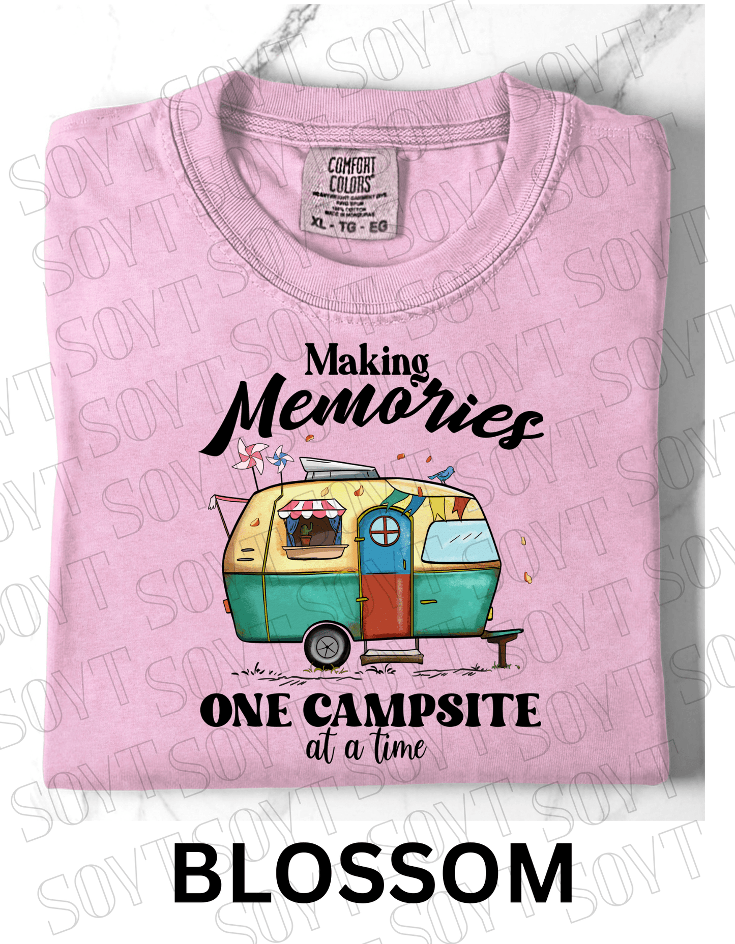 Making Memories One Campsite at a Time T-Shirt – Retro Camper Graphic Tee - Festive Apparel StoreBlossom