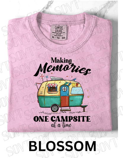 Making Memories One Campsite at a Time T-Shirt – Retro Camper Graphic Tee - Festive Apparel StoreBlossom