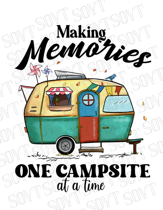 Making Memories One Campsite at a Time T-Shirt – Retro Camper Graphic Tee - Festive Apparel StoreBlack