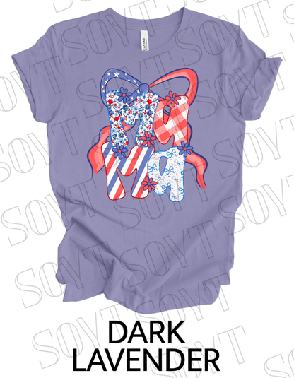 MAMA Patchwork T-Shirt – Bella+Canvas Patriotic Floral Mom Tee - Festive Apparel StoreDark Lavender