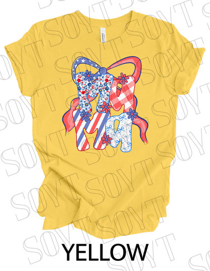 MAMA Patchwork T-Shirt – Bella+Canvas Patriotic Floral Mom Tee - Festive Apparel StoreYellow