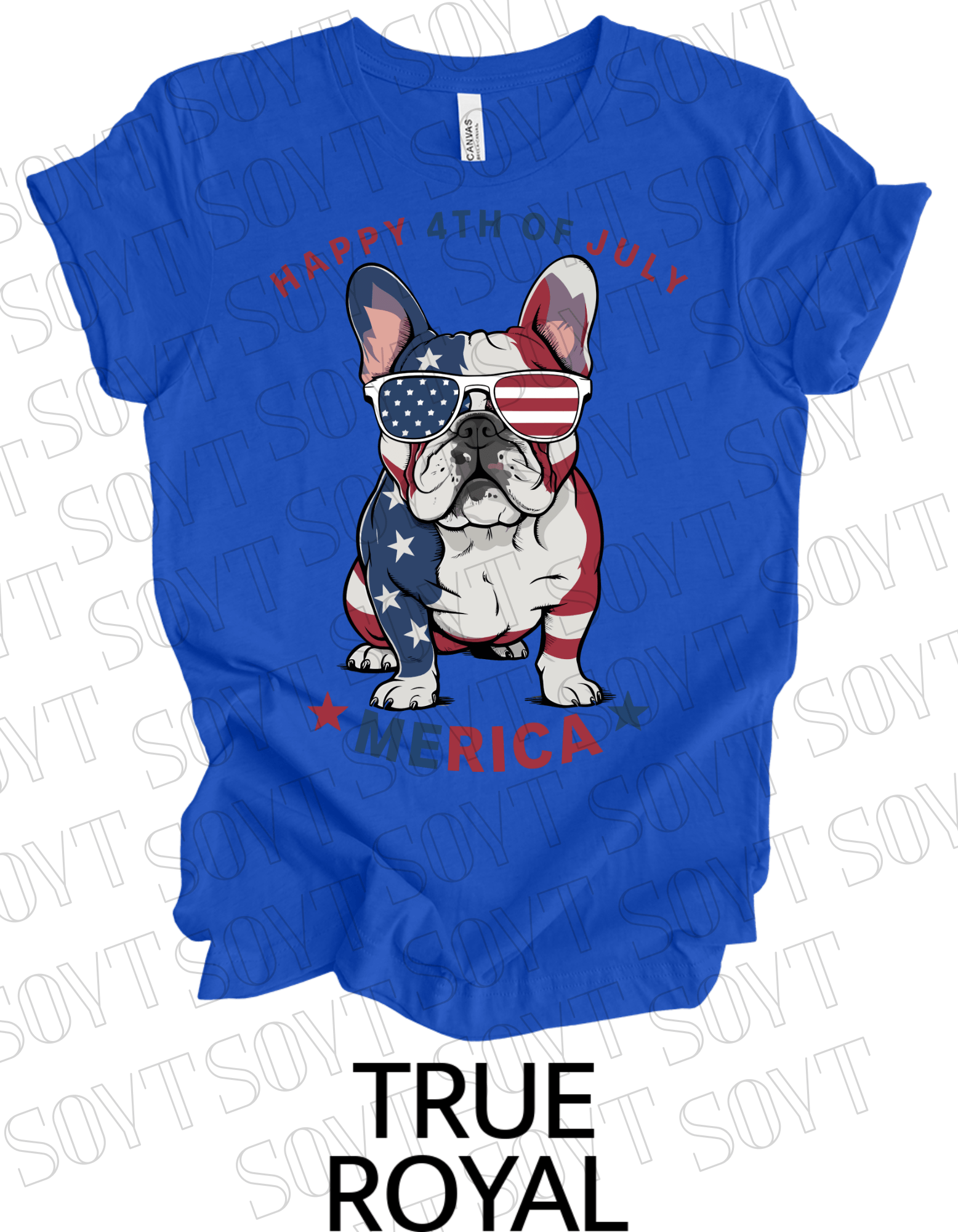 ’Merica Bulldog T-Shirt – Funny 4th of July Patriotic Dog Tee | Made in USA - Festive Apparel StoreRoyal Blue