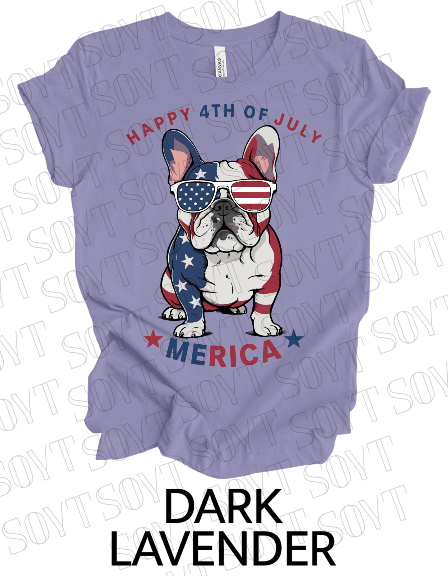 ’Merica Bulldog T-Shirt – Funny 4th of July Patriotic Dog Tee | Made in USA - Festive Apparel StoreDark Lavender