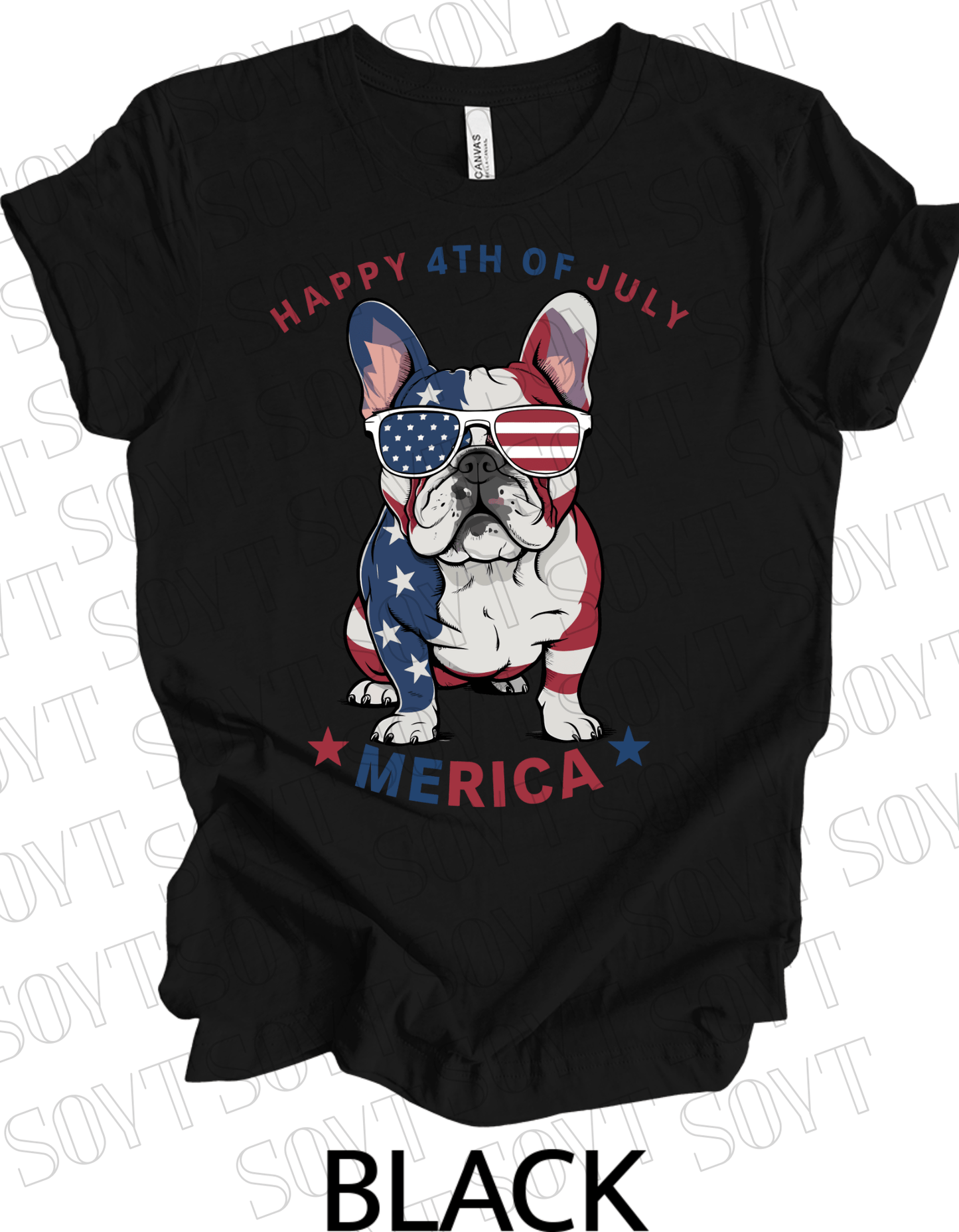 ’Merica Bulldog T-Shirt – Funny 4th of July Patriotic Dog Tee | Made in USA - Festive Apparel StoreBlack