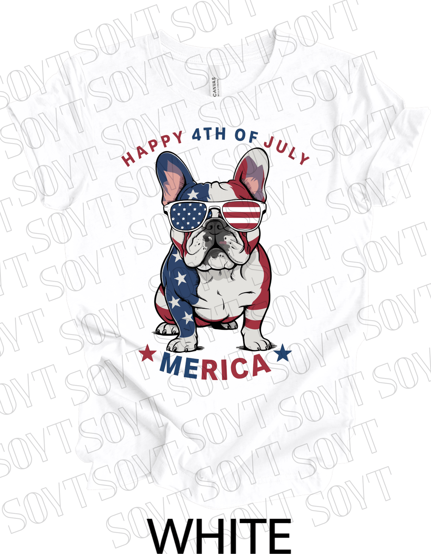 ’Merica Bulldog T-Shirt – Funny 4th of July Patriotic Dog Tee | Made in USA - Festive Apparel StoreWhite