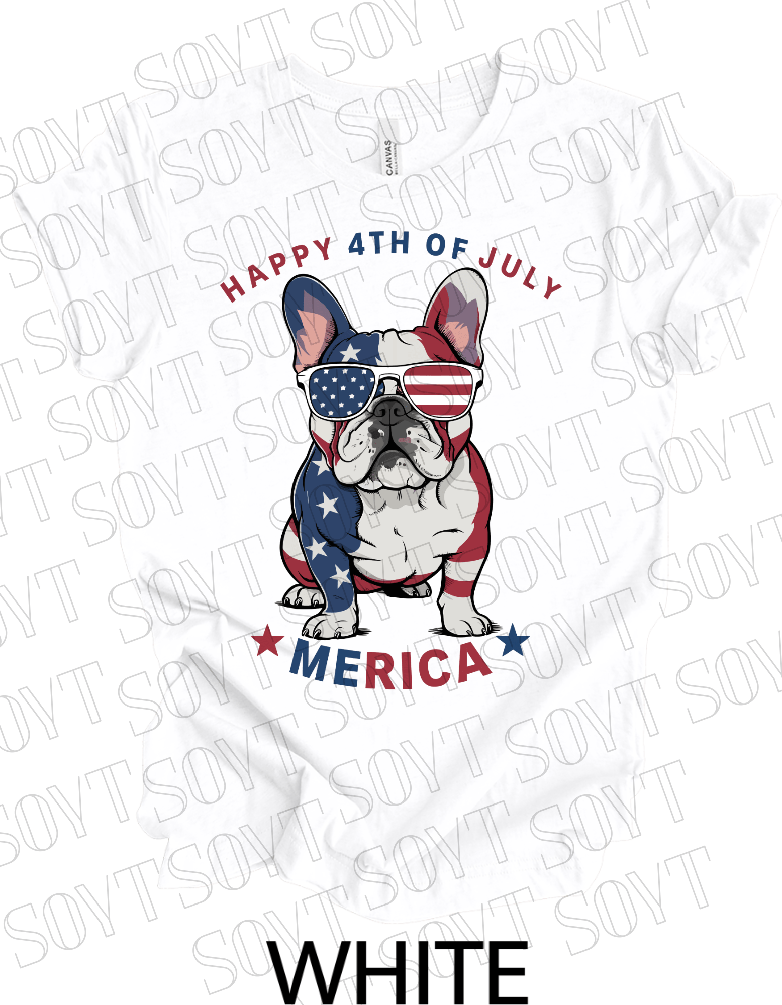 ’Merica Bulldog T-Shirt – Funny 4th of July Patriotic Dog Tee | Made in USA - Festive Apparel StoreWhite