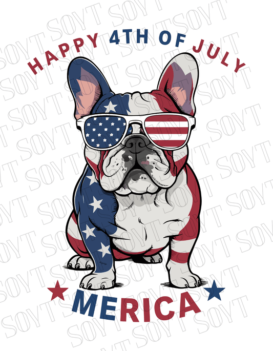 ’Merica Bulldog T-Shirt – Funny 4th of July Patriotic Dog Tee | Made in USA - Festive Apparel StoreWhite