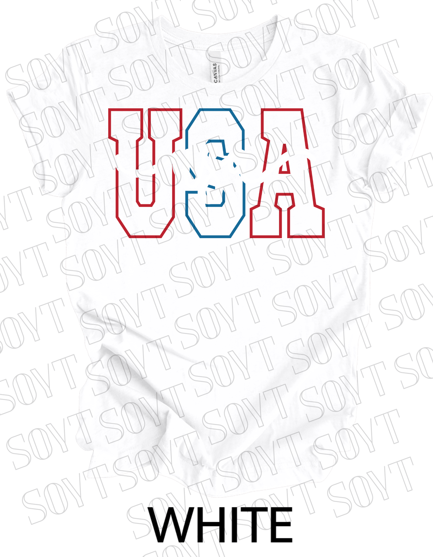 Modern Varsity USA T-Shirt – Patriotic Cursive & Block Letter Tee | Made in USA - Festive Apparel StoreWhite