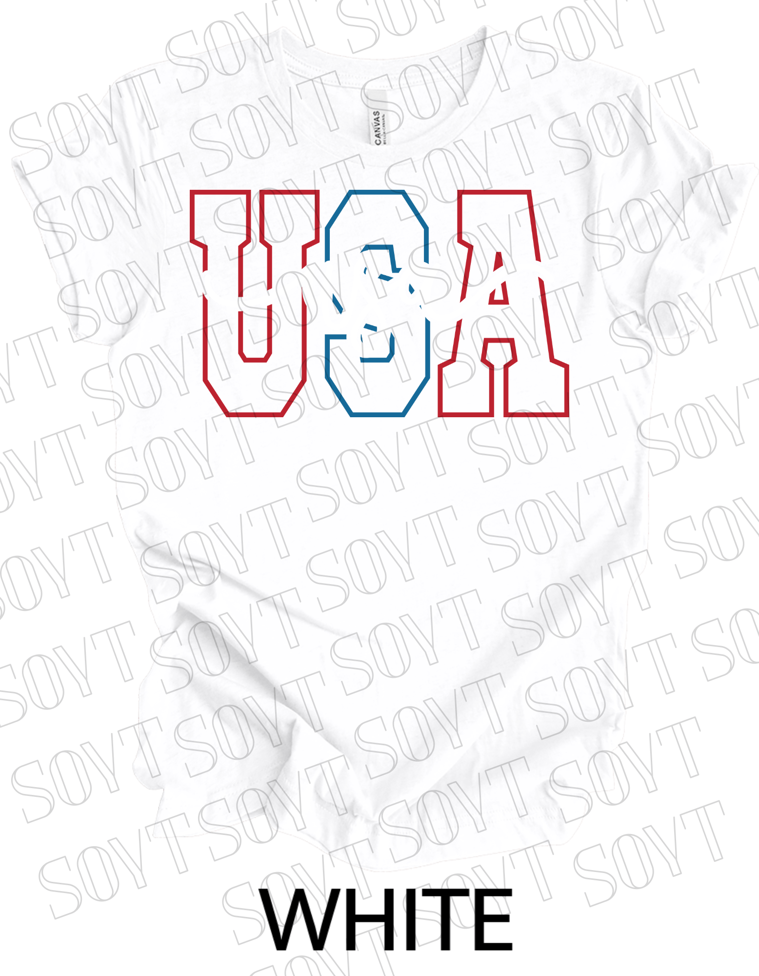 Modern Varsity USA T-Shirt – Patriotic Cursive & Block Letter Tee | Made in USA - Festive Apparel StoreWhite