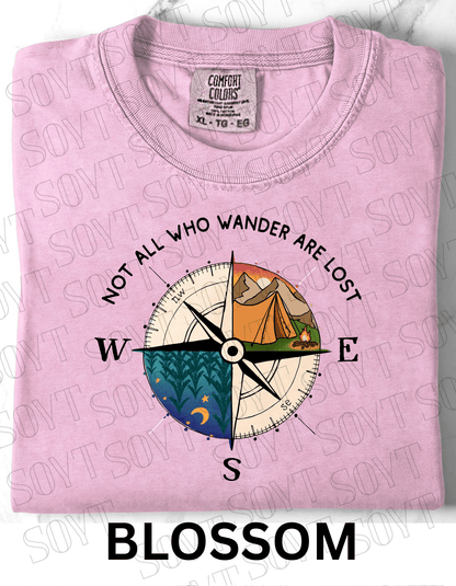 Not All Who Wander Are Lost T-Shirt – Compass Tent Fire & Night Forest Graphic Tee - Festive Apparel StoreBlossom