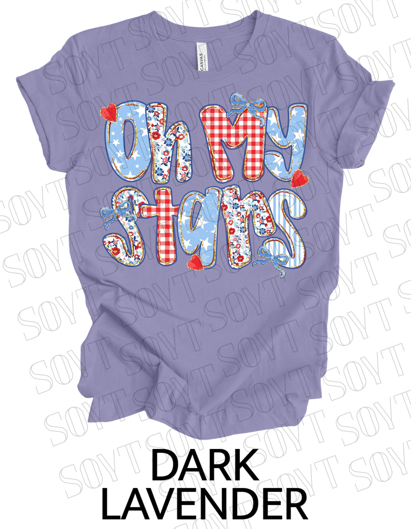 Oh My Stars T-Shirt – Cute Patriotic Floral 4th of July Tee | Made in USA - Festive Apparel StoreDark Lavender