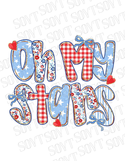 Oh My Stars T-Shirt – Cute Patriotic Floral 4th of July Tee | Made in USA - Festive Apparel StoreWhite
