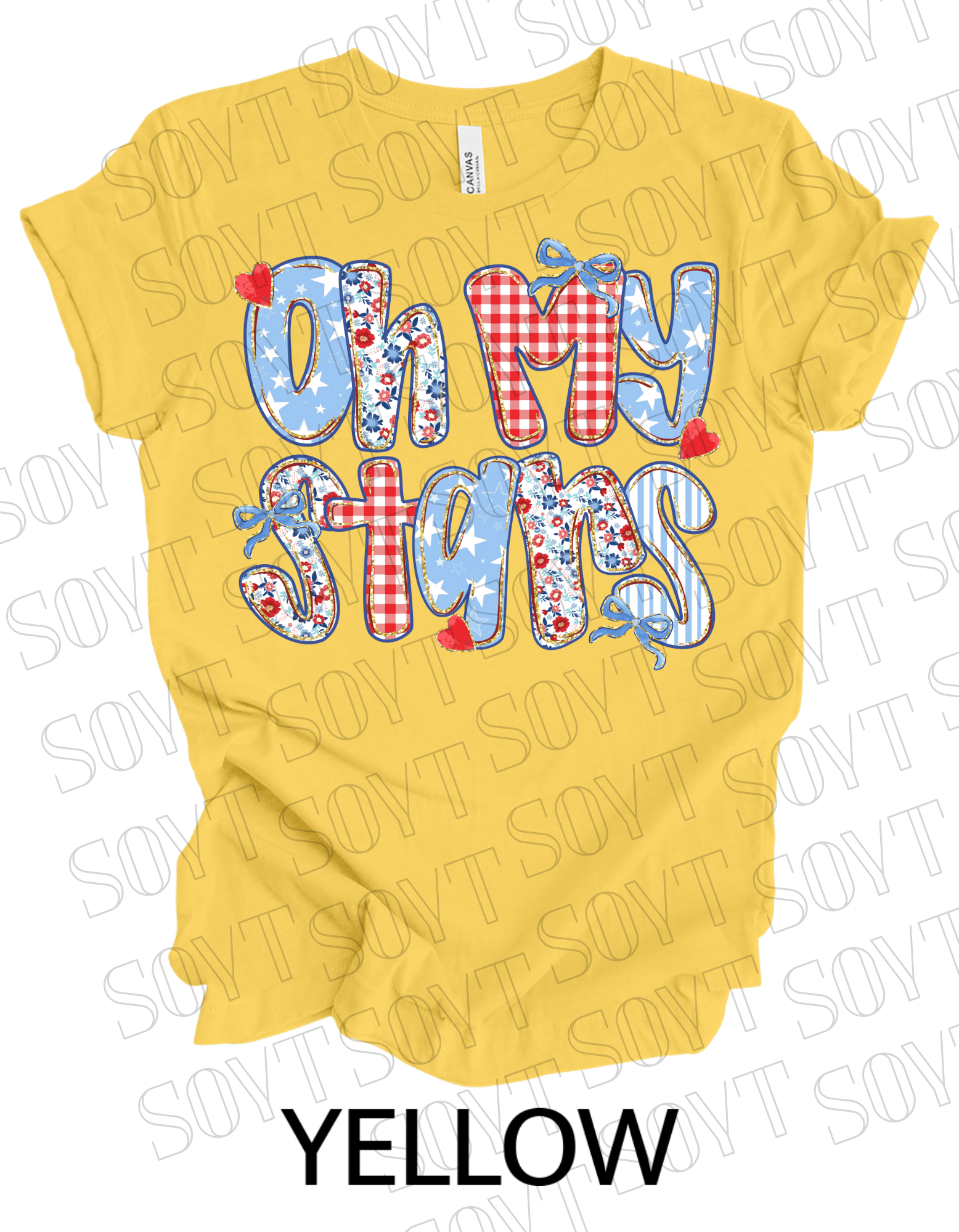 Oh My Stars T-Shirt – Cute Patriotic Floral 4th of July Tee | Made in USA - Festive Apparel StoreYellow