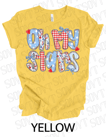 Oh My Stars T-Shirt – Cute Patriotic Floral 4th of July Tee | Made in USA - Festive Apparel StoreYellow