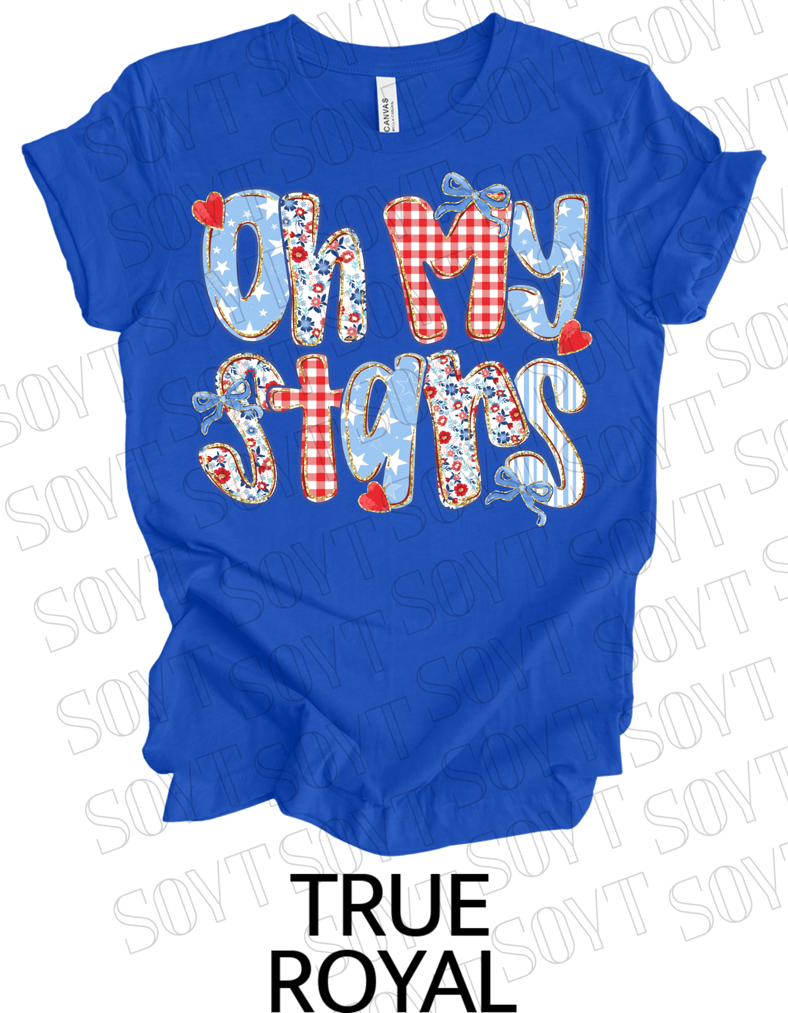 Oh My Stars T-Shirt – Cute Patriotic Floral 4th of July Tee | Made in USA - Festive Apparel StoreRoyal Blue