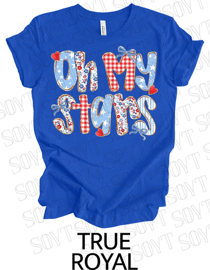 Oh My Stars T-Shirt – Cute Patriotic Floral 4th of July Tee | Made in USA - Festive Apparel StoreRoyal Blue