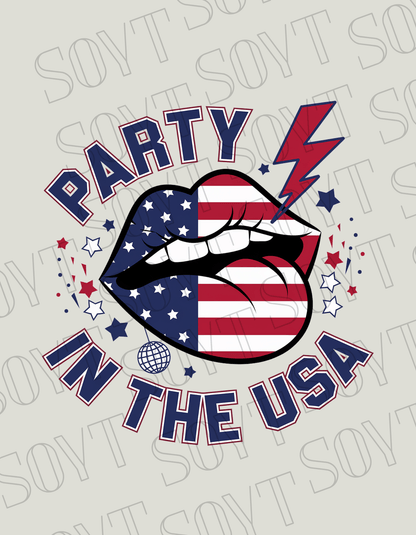 Party in the USA T-Shirt – Bella+Canvas Bold Graphic Patriotic Tee - Festive Apparel StoreRed