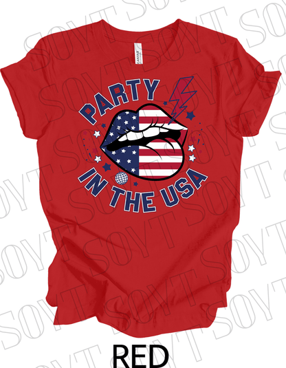 Party in the USA T-Shirt – Bella+Canvas Bold Graphic Patriotic Tee - Festive Apparel StoreRed