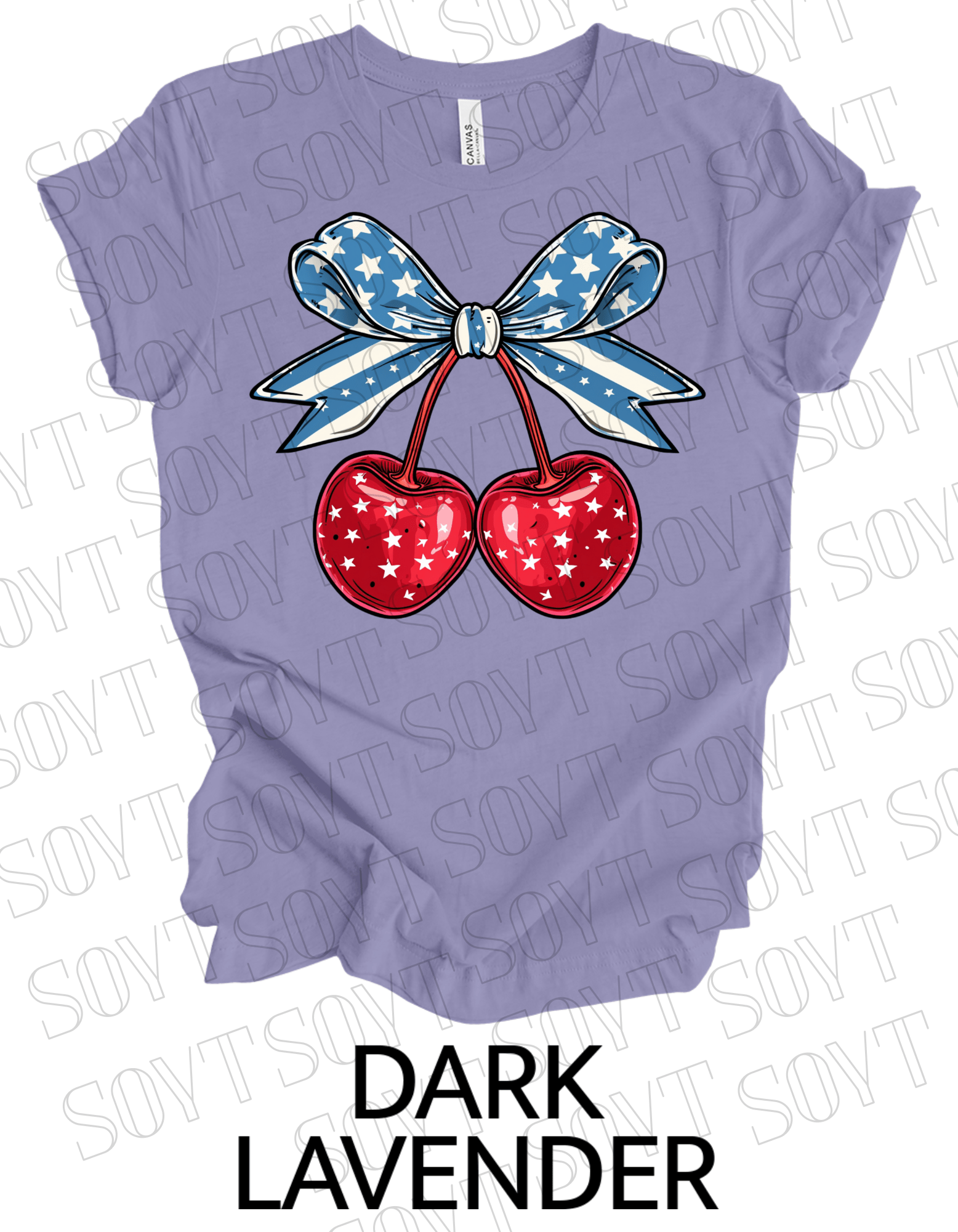 Patriotic Cherry Bow T-Shirt – Bella+Canvas 4th of July Graphic Tee - Festive Apparel StoreDark Lavender