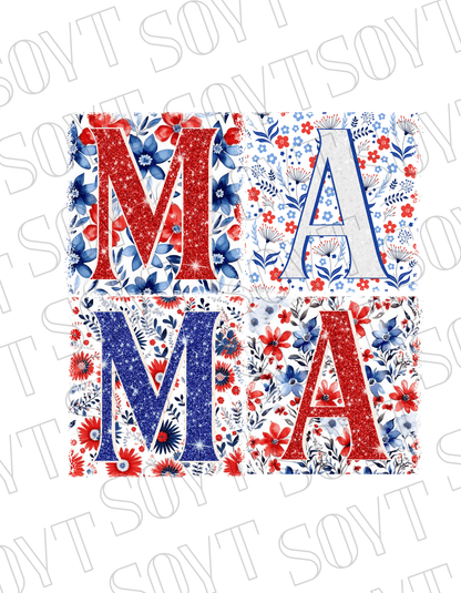 Patriotic MAMA Floral T-Shirt – Bella+Canvas 4th of July Mom Tee - Festive Apparel StoreRed