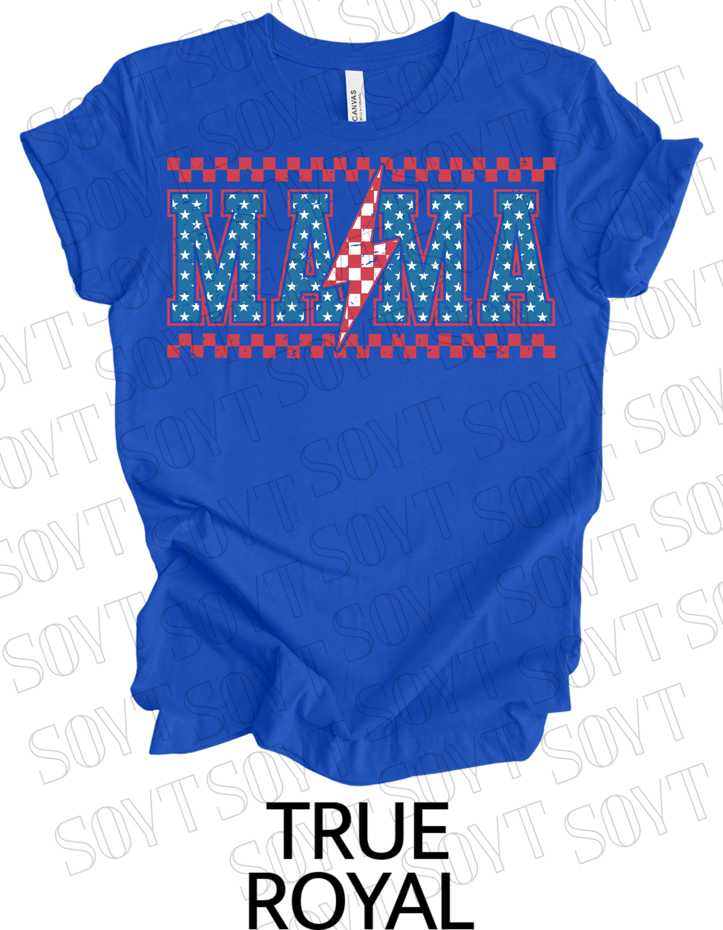 Patriotic Mama Lightning T-Shirt – Gingham & Stars 4th of July Mom Tee | Made in USA - Festive Apparel StoreRoyal Blue