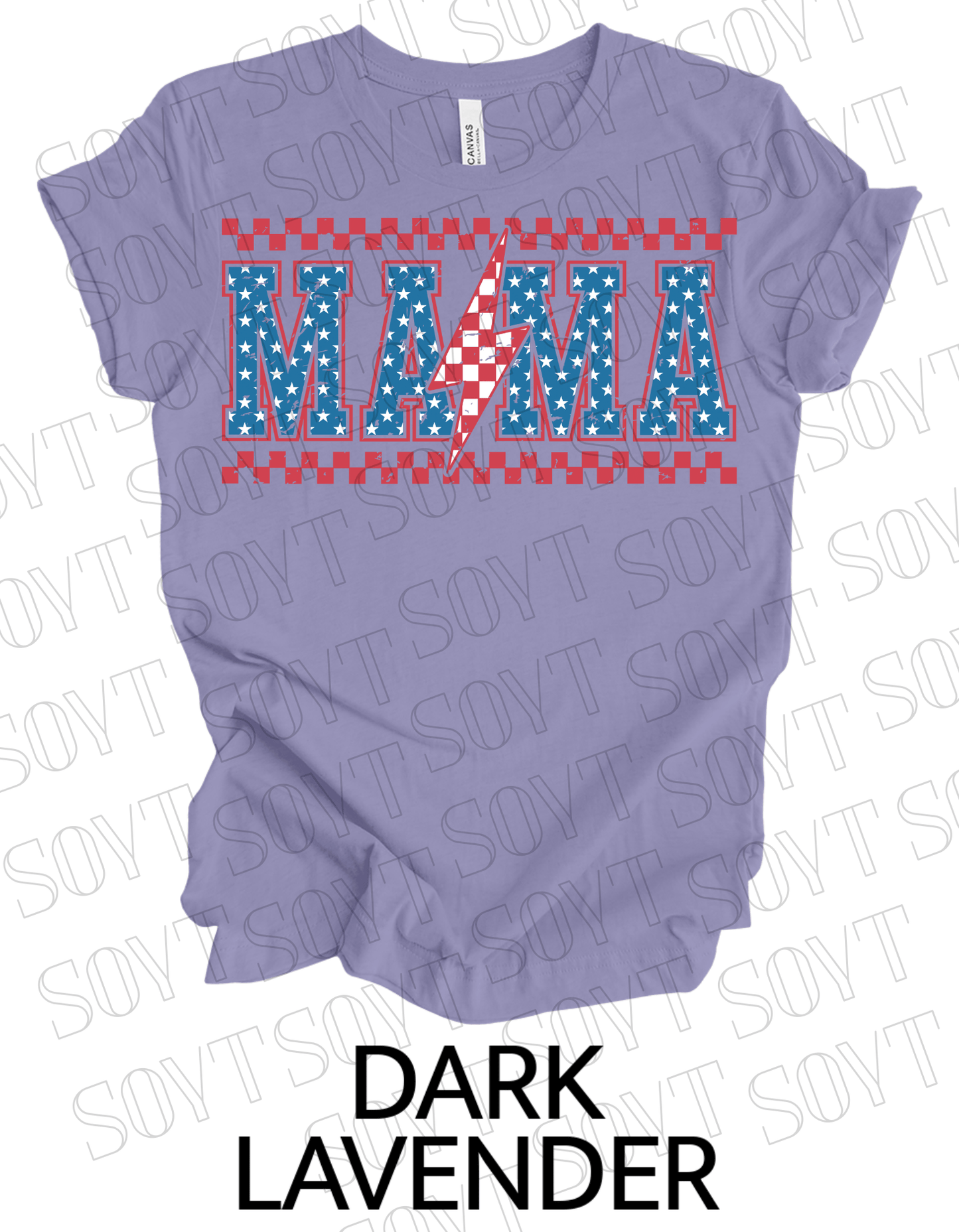 Patriotic Mama Lightning T-Shirt – Gingham & Stars 4th of July Mom Tee | Made in USA - Festive Apparel StoreDark Lavender