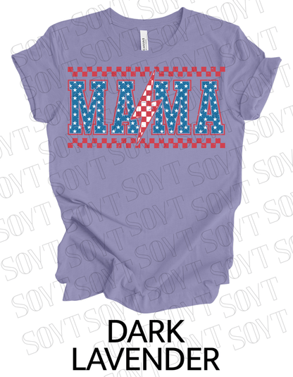 Patriotic Mama Lightning T-Shirt – Gingham & Stars 4th of July Mom Tee | Made in USA - Festive Apparel StoreDark Lavender
