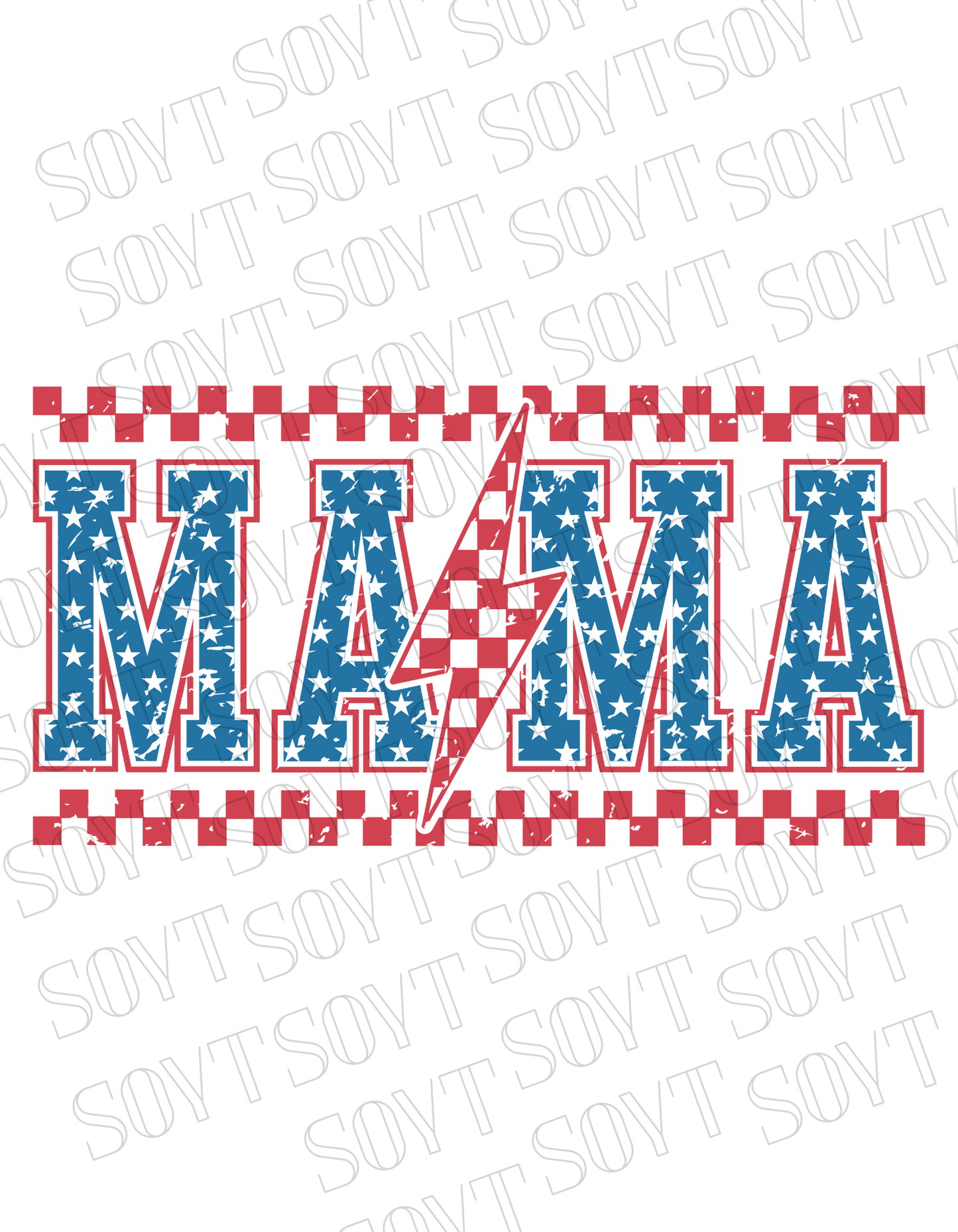 Patriotic Mama Lightning T-Shirt – Gingham & Stars 4th of July Mom Tee | Made in USA - Festive Apparel StoreWhite