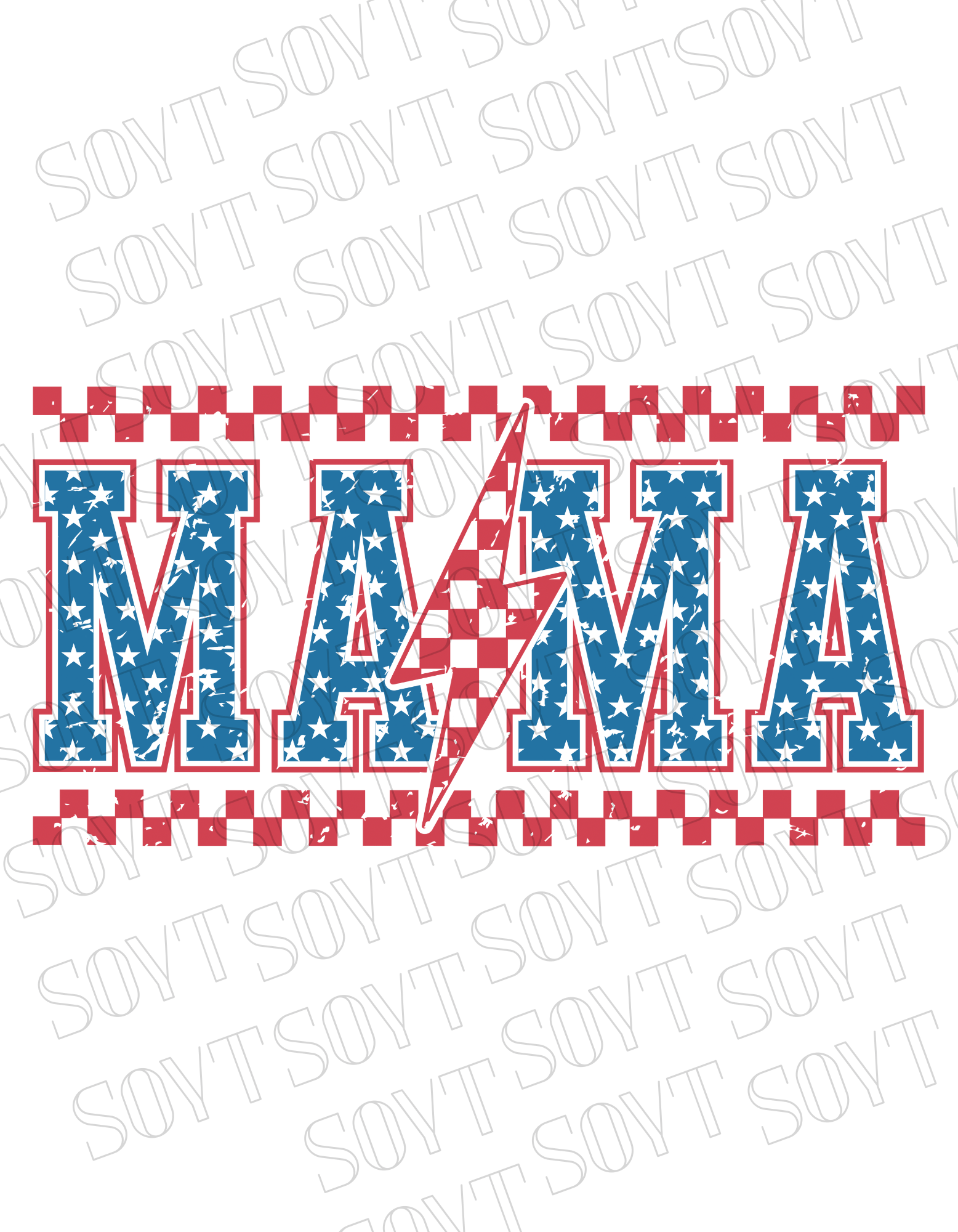 Patriotic Mama Lightning T-Shirt – Gingham & Stars 4th of July Mom Tee | Made in USA - Festive Apparel StoreWhite