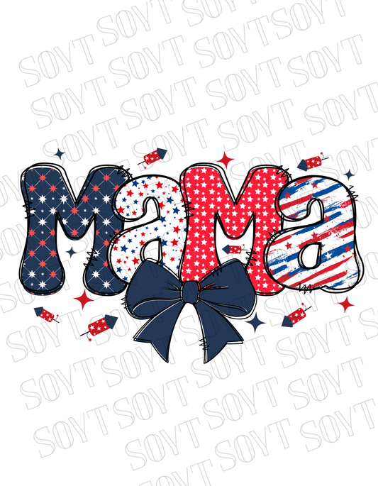 Patriotic Mama T-Shirt – 4th of July Mom Tee with Stars & Bow | Made in USA - Festive Apparel StoreWhite