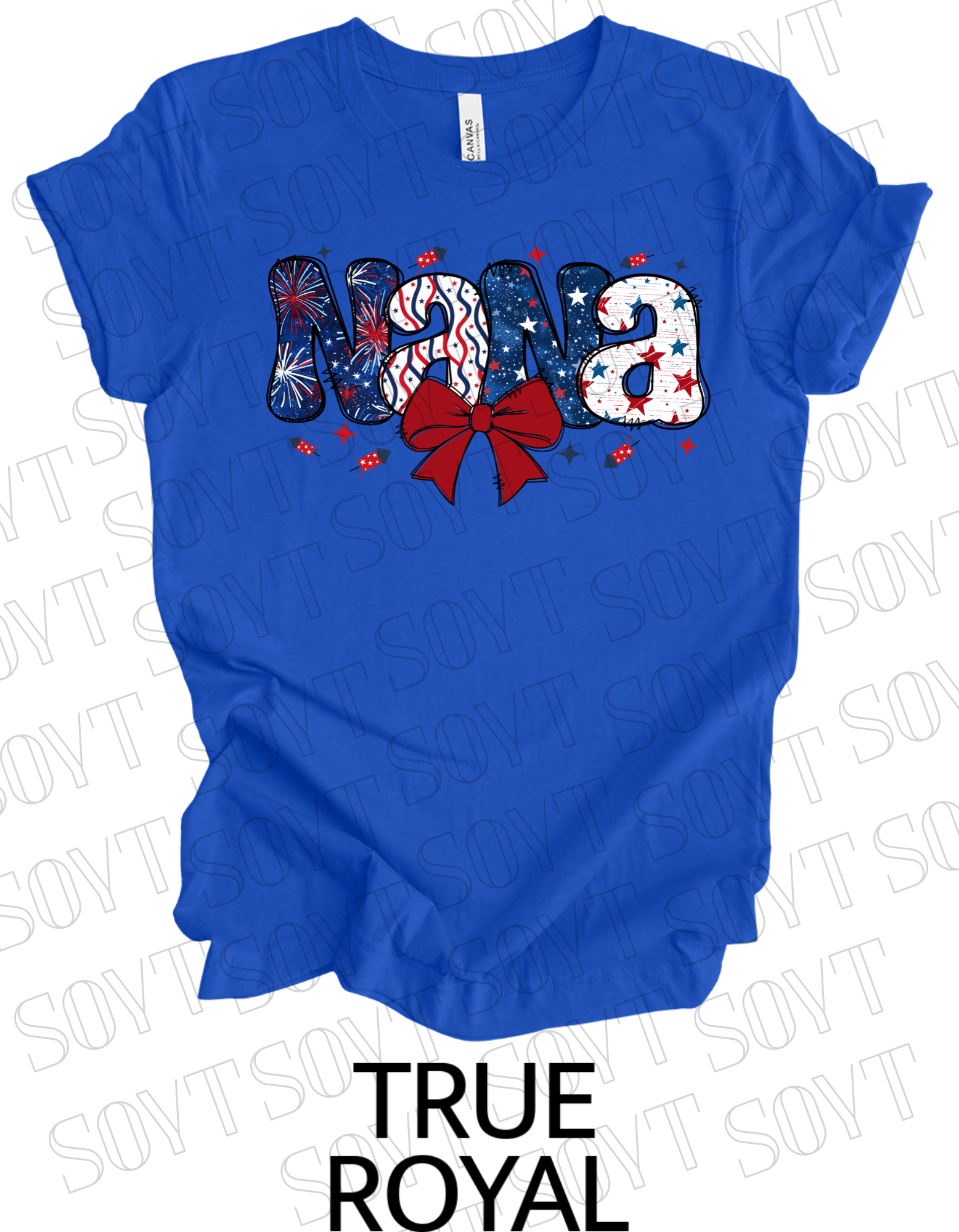 Patriotic Nana T-Shirt – 4th of July Grandma Shirt with Bow | Made in USA - Festive Apparel StoreRoyal Blue