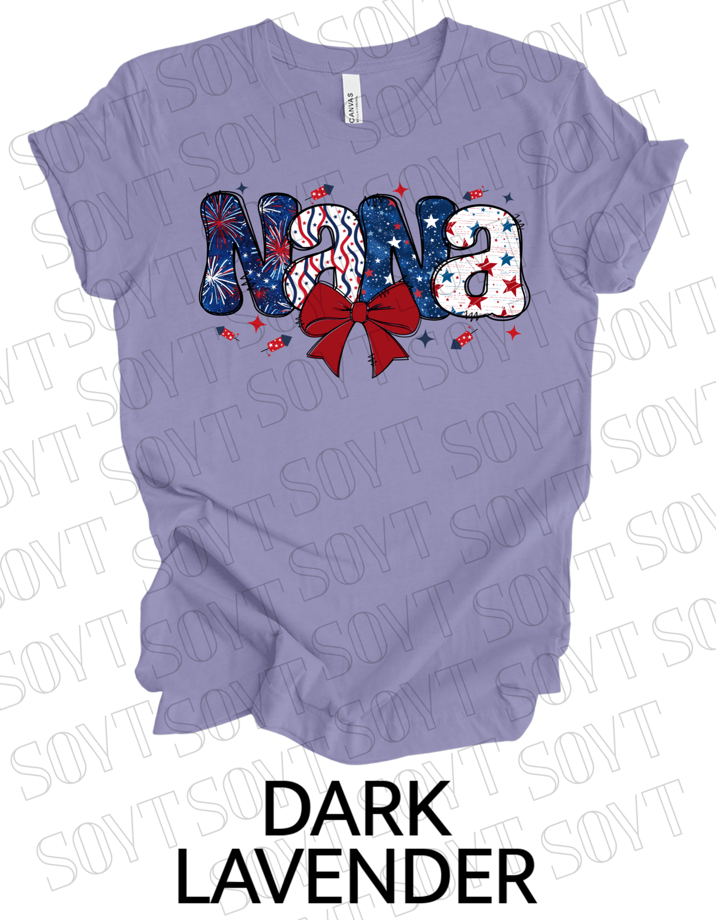 Patriotic Nana T-Shirt – 4th of July Grandma Shirt with Bow | Made in USA - Festive Apparel StoreDark Lavender