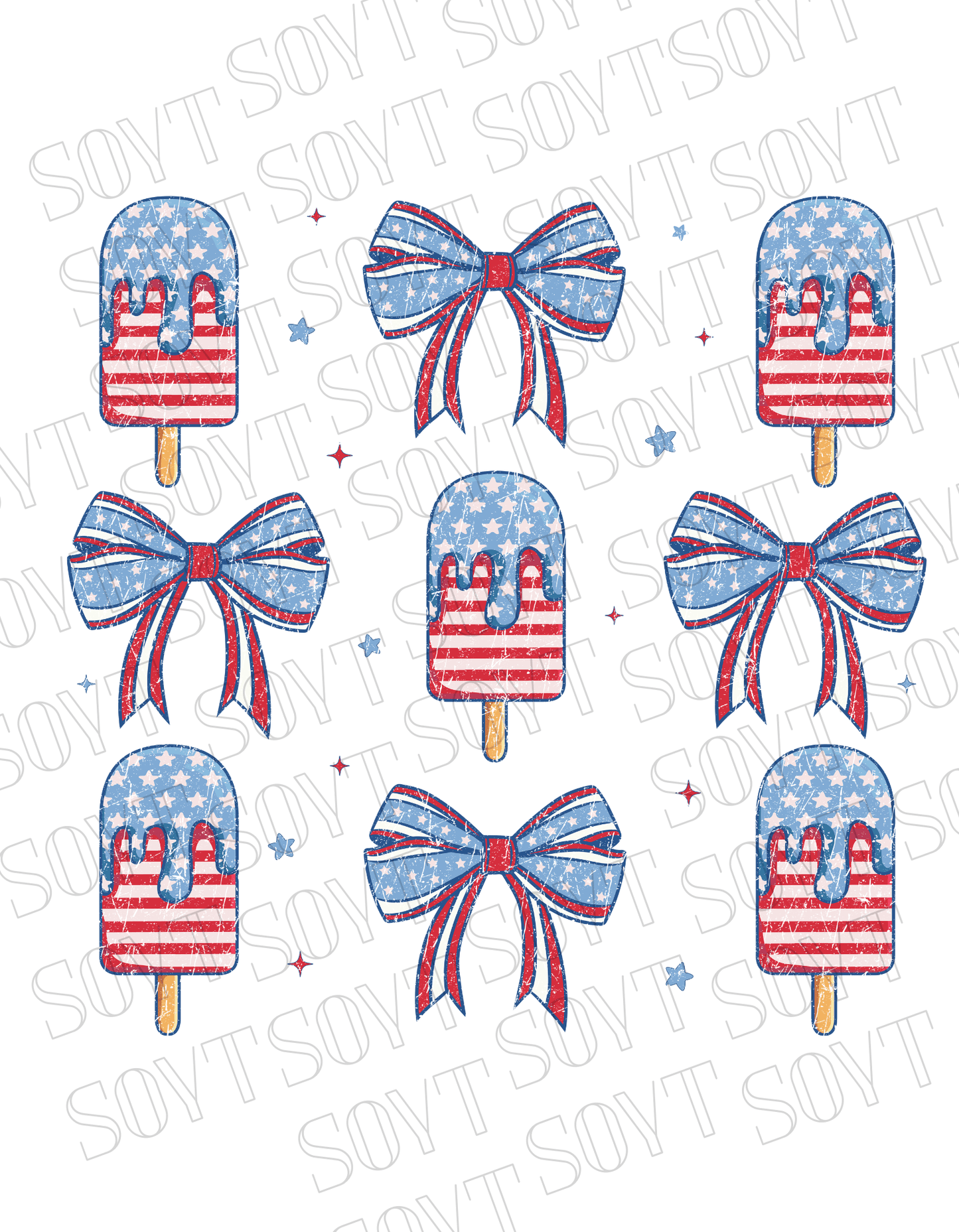Popsicles & Bows T-Shirt – Bella+Canvas Patriotic 4th of July Tee - Festive Apparel StoreRed