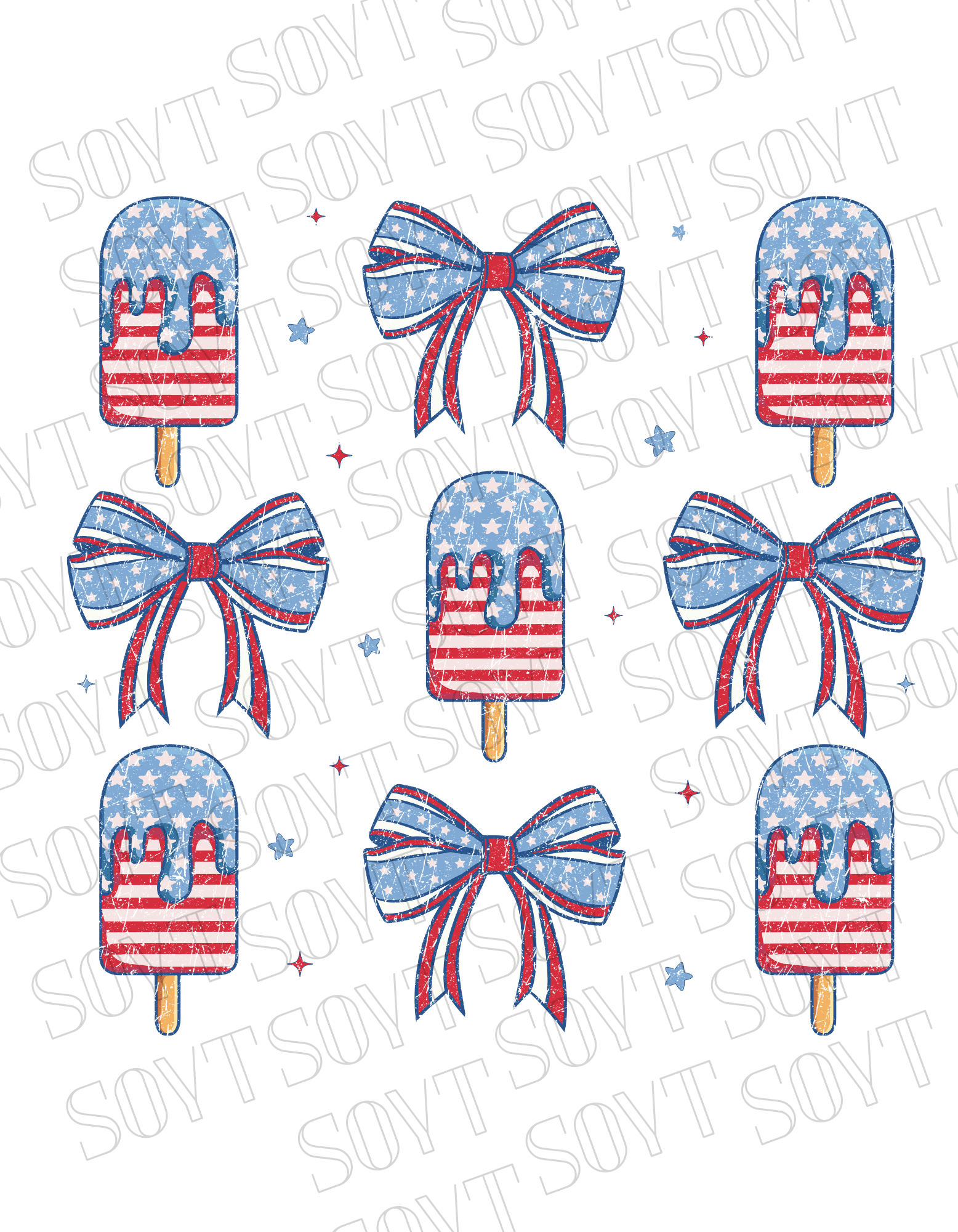 Popsicles & Bows T-Shirt – Bella+Canvas Patriotic 4th of July Tee - Festive Apparel StoreRed