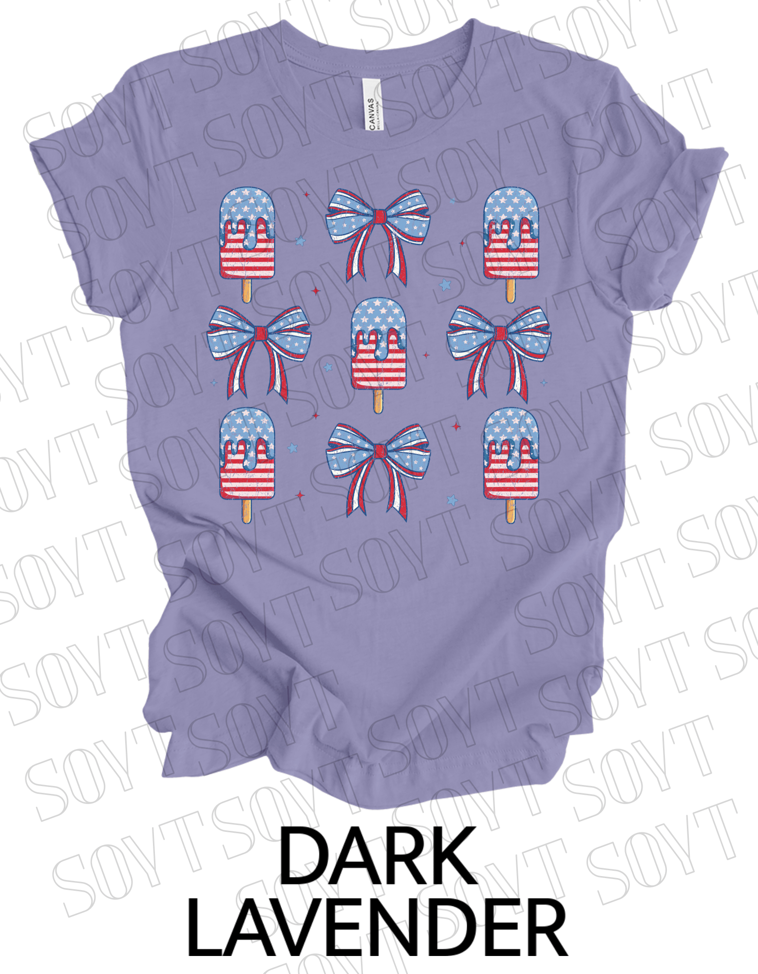Popsicles & Bows T-Shirt – Bella+Canvas Patriotic 4th of July Tee - Festive Apparel StoreDark Lavender