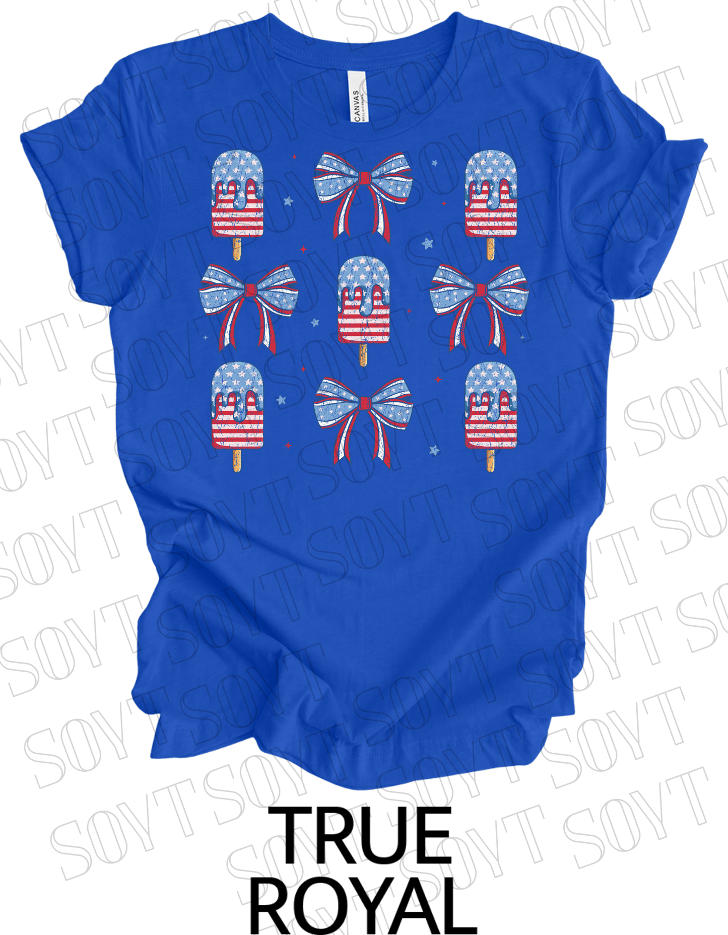 Popsicles & Bows T-Shirt – Bella+Canvas Patriotic 4th of July Tee - Festive Apparel StoreRoyal Blue