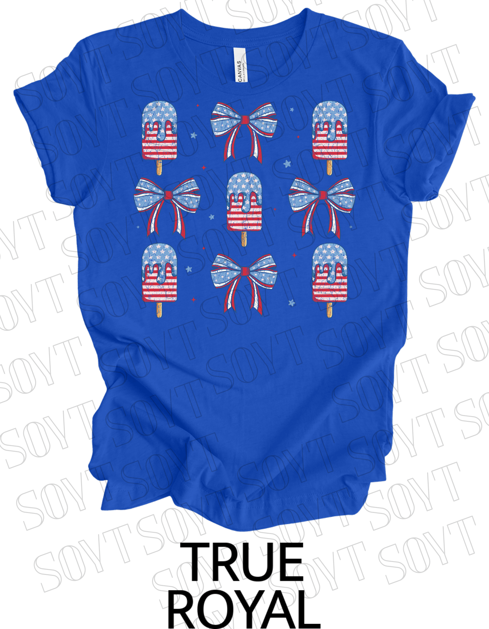 Popsicles & Bows T-Shirt – Bella+Canvas Patriotic 4th of July Tee - Festive Apparel StoreRoyal Blue