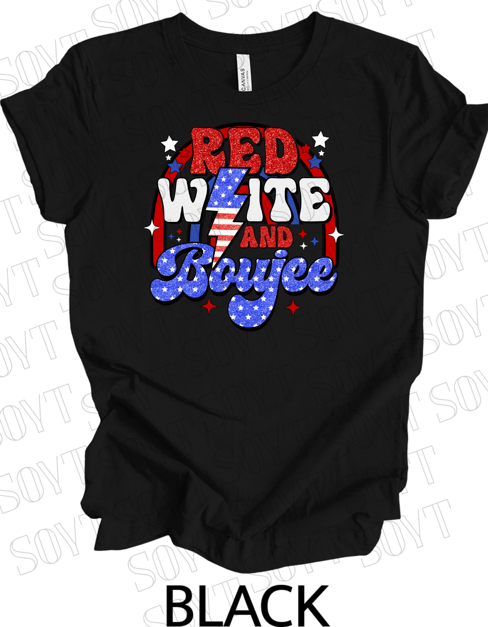 Red White & Boujee 4th of July T-Shirt – Bella+Canvas Women’s Patriotic Tee - Festive Apparel StoreBlack