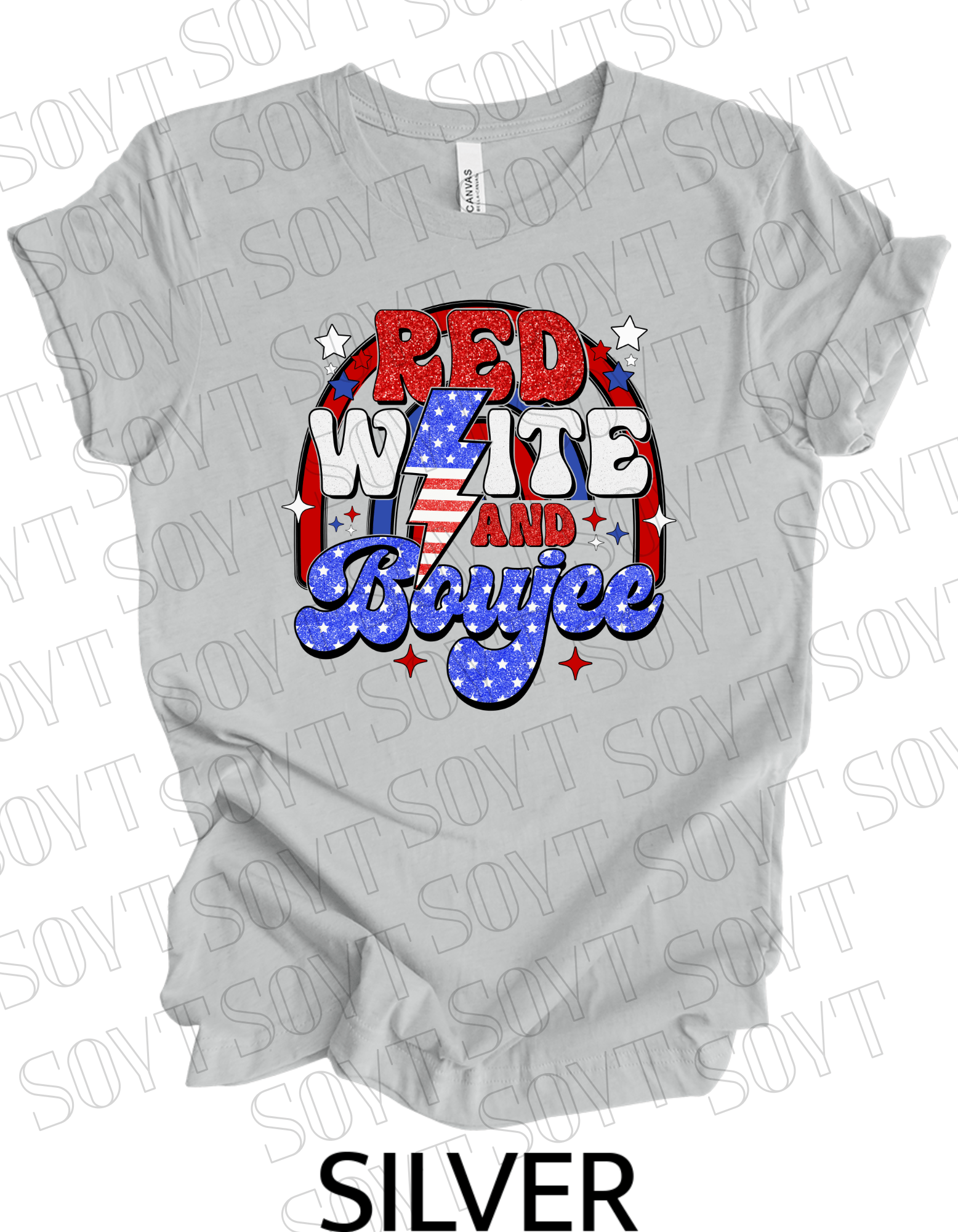 Red White & Boujee 4th of July T-Shirt – Bella+Canvas Women’s Patriotic Tee - Festive Apparel StoreSilver