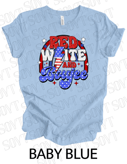 Red White & Boujee 4th of July T-Shirt – Bella+Canvas Women’s Patriotic Tee - Festive Apparel StoreBaby Blue